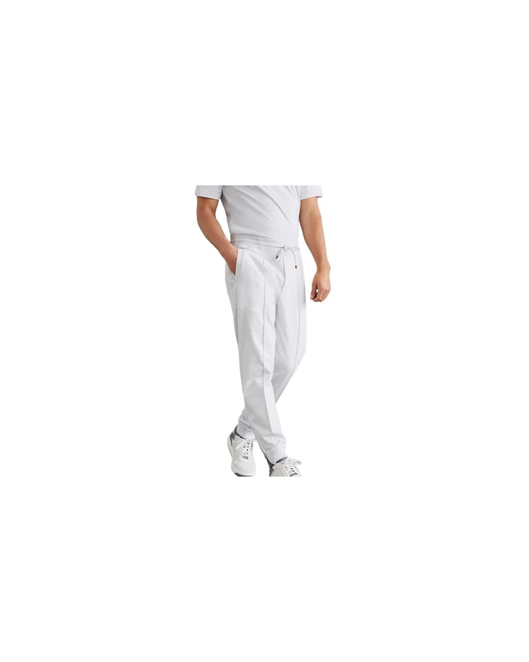 Brunello Cucinelli Black Cotton Blend Gym Trousers "Pearl" Brun2934" for men