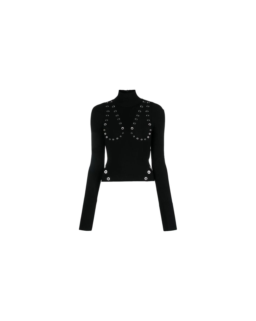 Off-White c/o Virgil Abloh Black Eyelets Mock Neck Sweater Owhf049F23Kni0011000"