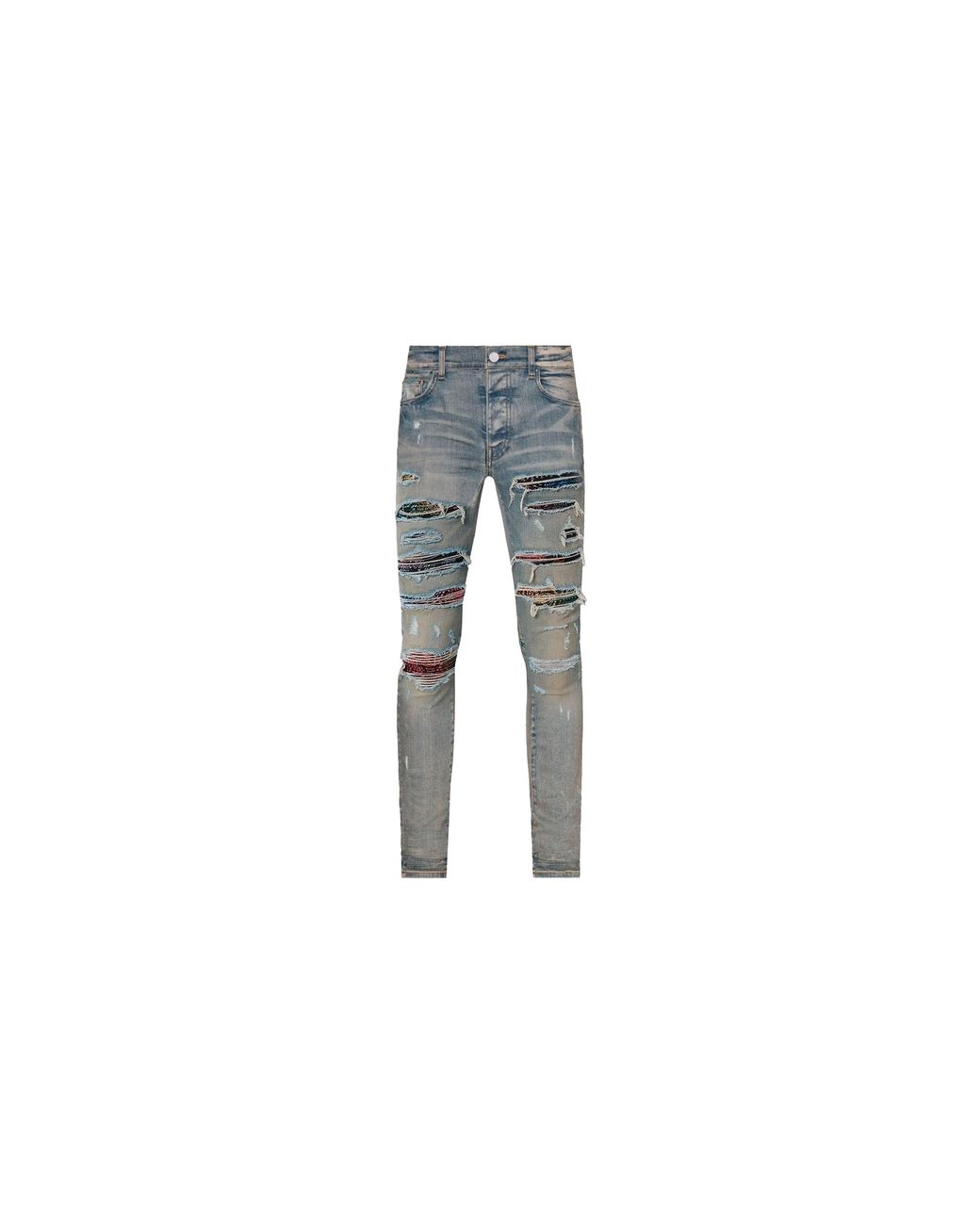 Amiri Black Bandana Patch Thrasher Jeans "Clay" Mds021 408" for men