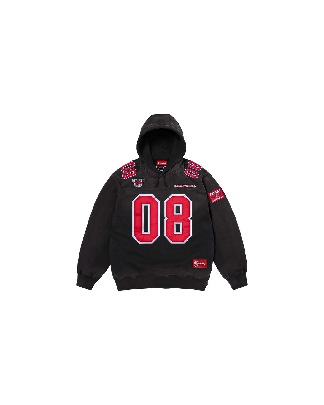 Supreme Black Football Jersey Hooded Sweatshirt "Ss26