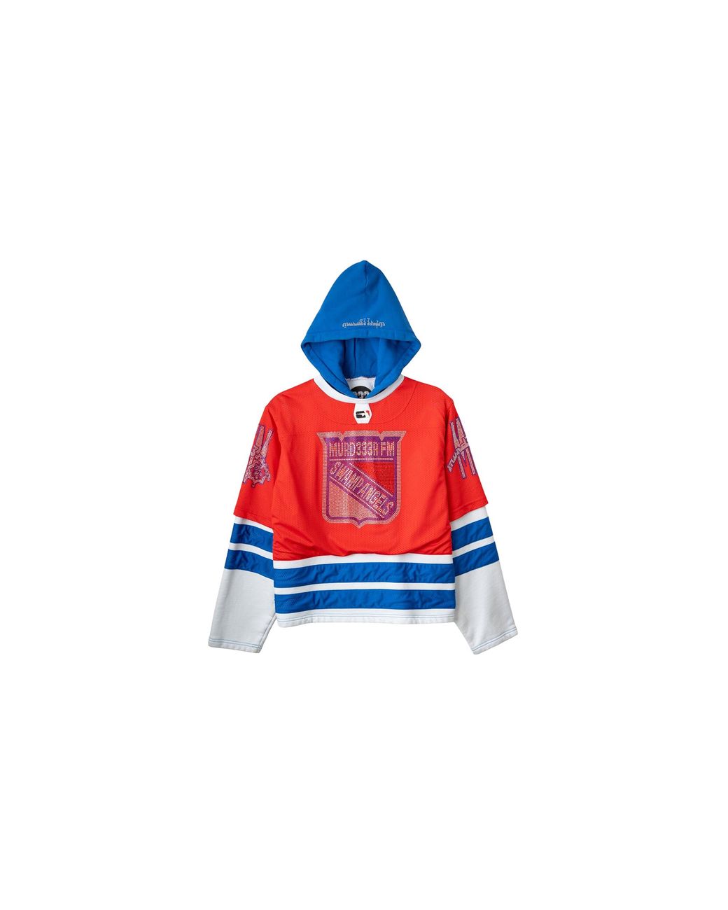 Murd333r.fm Black Swamp Angels Rhinestone Logo Hooded Hockey Jersey Sweatshirt Multi" 76798D52" for men