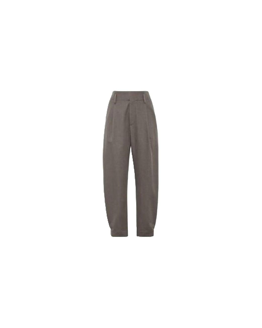 Brunello Cucinelli Black Wool Blend Tapered Trousers "Taupe" Brun2584"