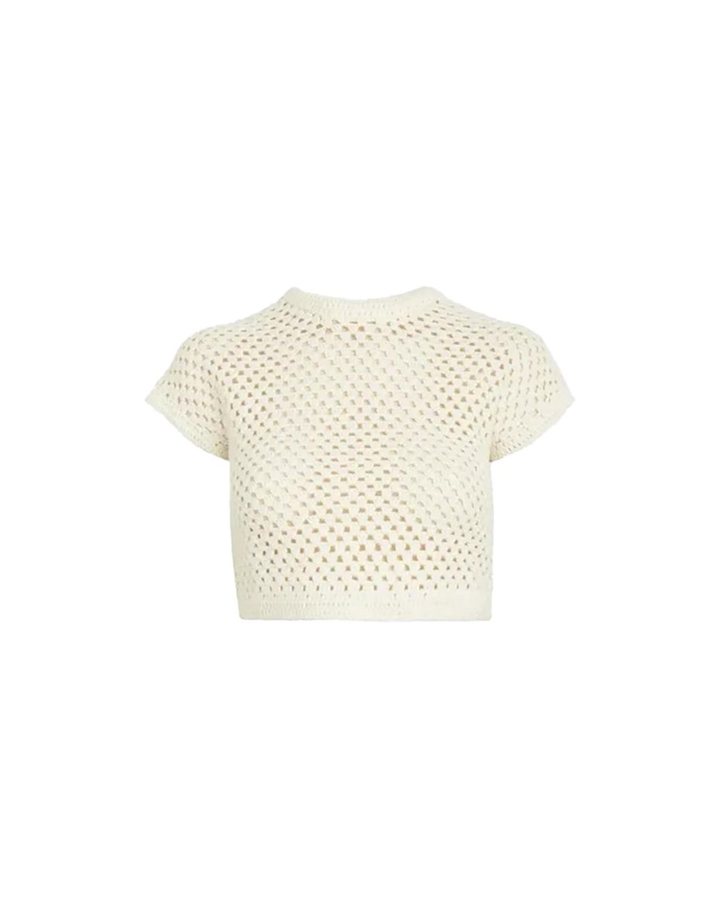 Kith Black Rhea Knit Cropped T-Shirt "Cream" Khw030308 112"