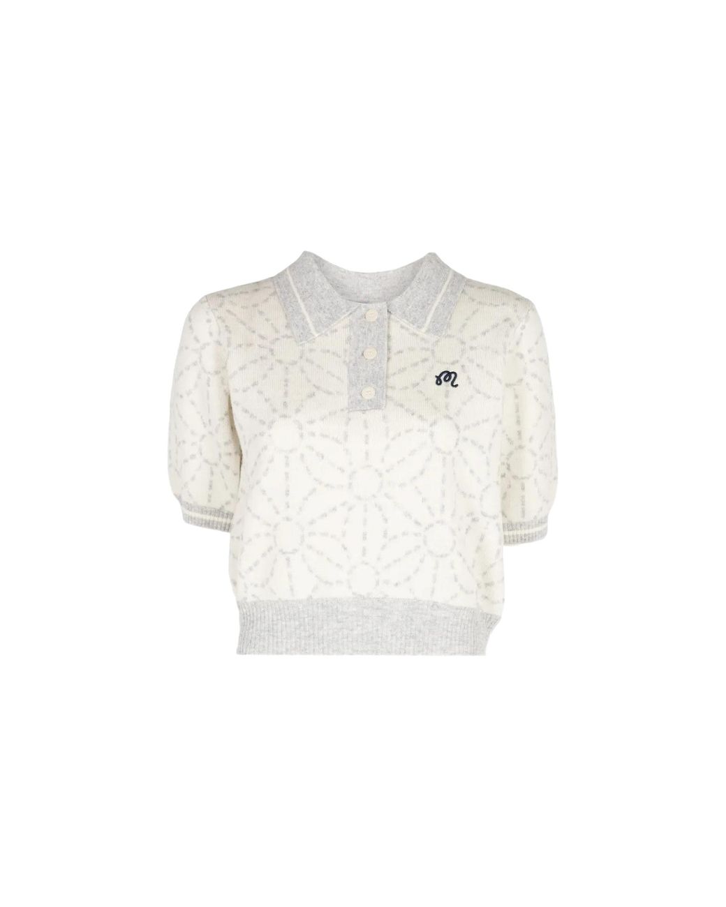 Malbon Golf Black Mikayla Sashiko Polo Shirt "Ivory" Mw 0370 Ivy"