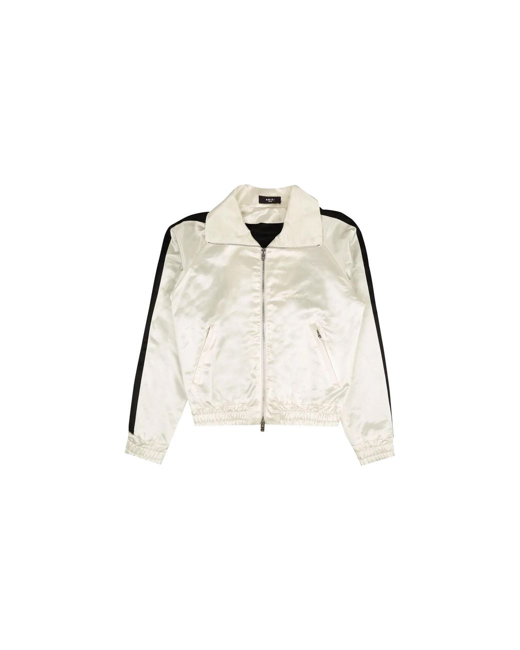 Amiri Black Full Zip Satin Track Jacket Mjt001 111 Whit" for men