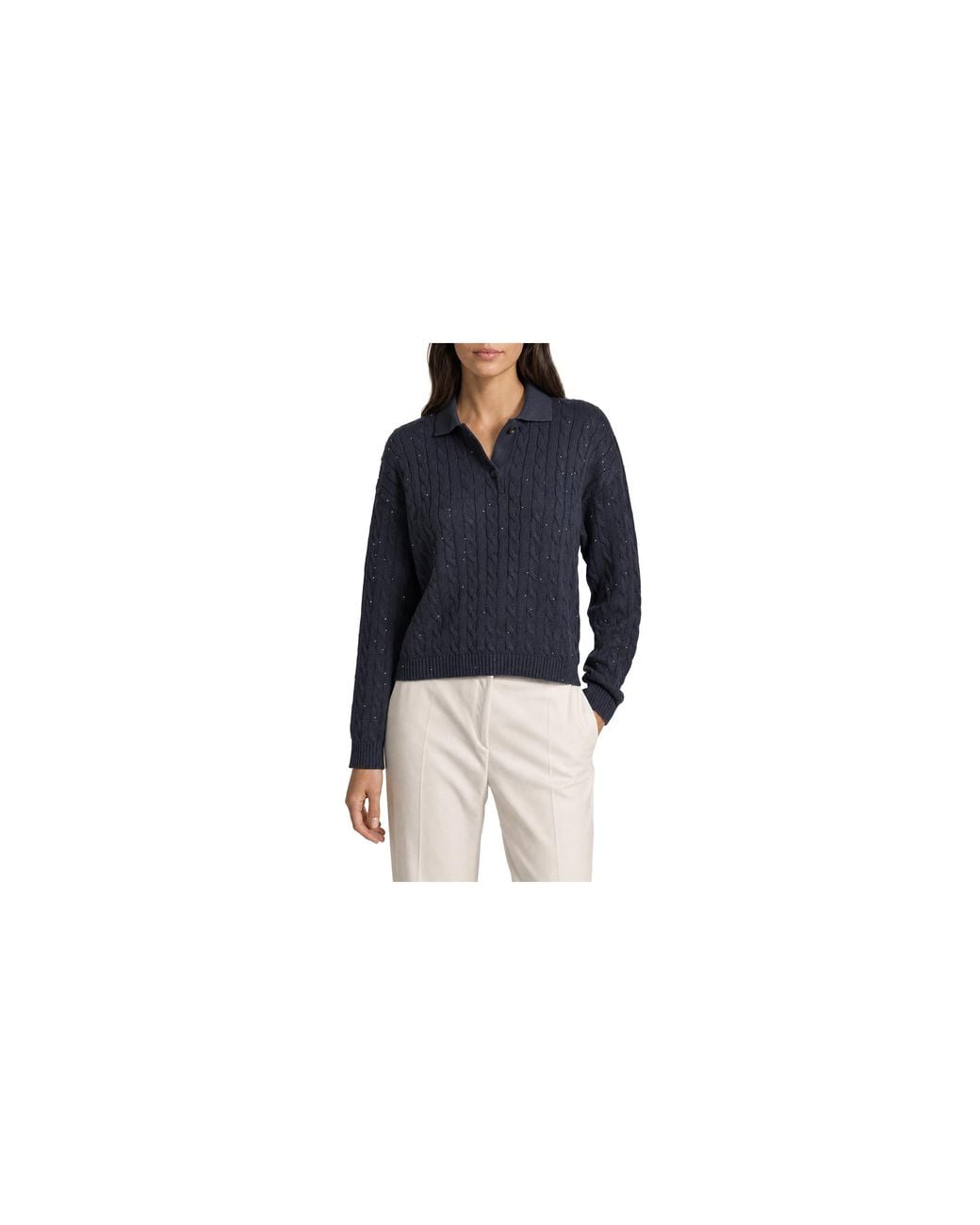 Brunello Cucinelli Black Cable Knit Sweater "Night Sky" Brun2546"