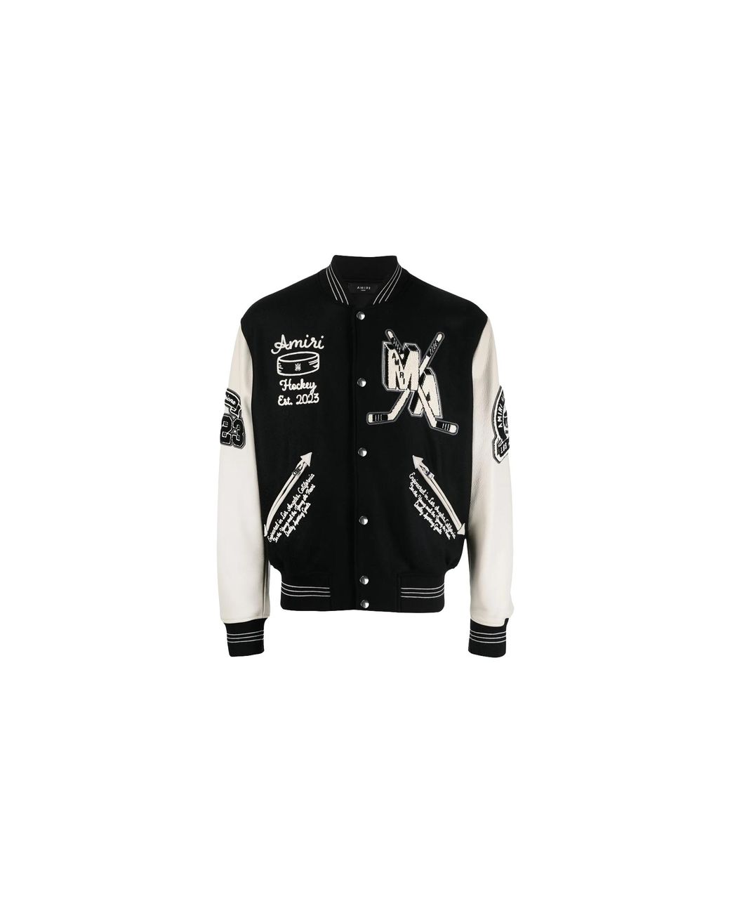 Amiri Black Fighters Varsity Jacket Aw23Mos117 001" for men