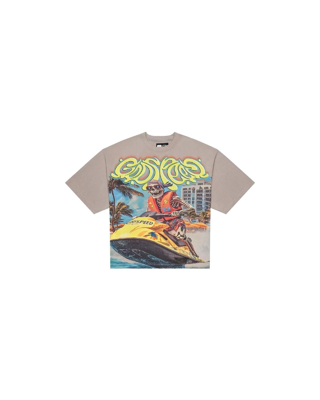GODSPEED NEW YORK Black Wave Runner Ss T-Shirt "Stone Wash" Gs008" for men