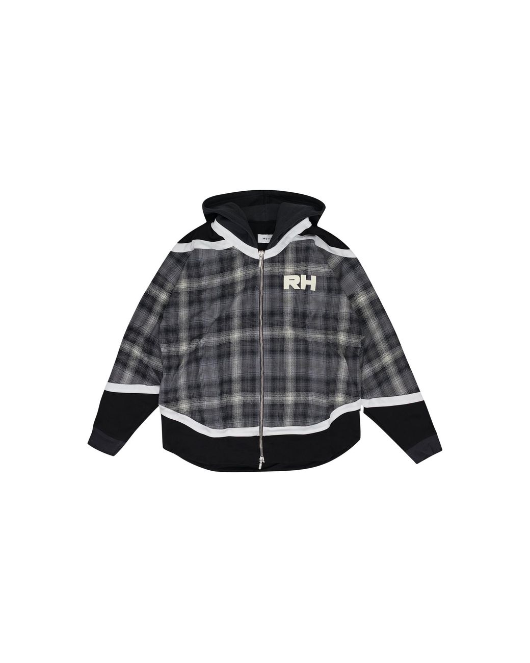 Rhude Black Hockey Hybrid Zip-Up Hoodie Rhd Mhds 1955 Gry" for men