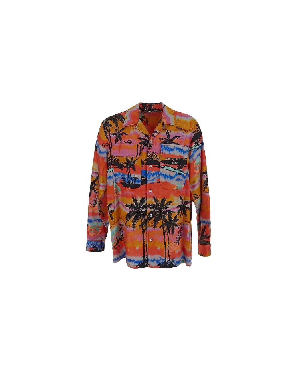 Palm Angels Black Psychedelic Palms Shirt "Fuchsia/ Pmge022F23Fab0013284" for men