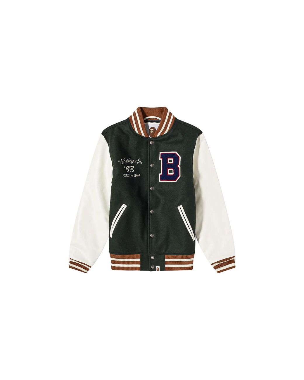 A Bathing Ape Black X End. Bowling Pins Varsity Jacket 001Hji731906C Grn" for men