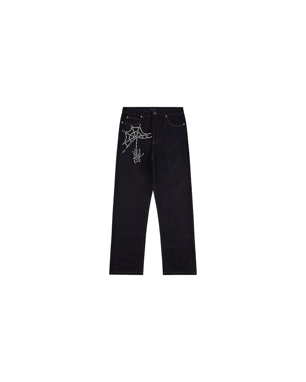 Boredom Kills Black Spider Raw Denim Jeans Bk019" for men