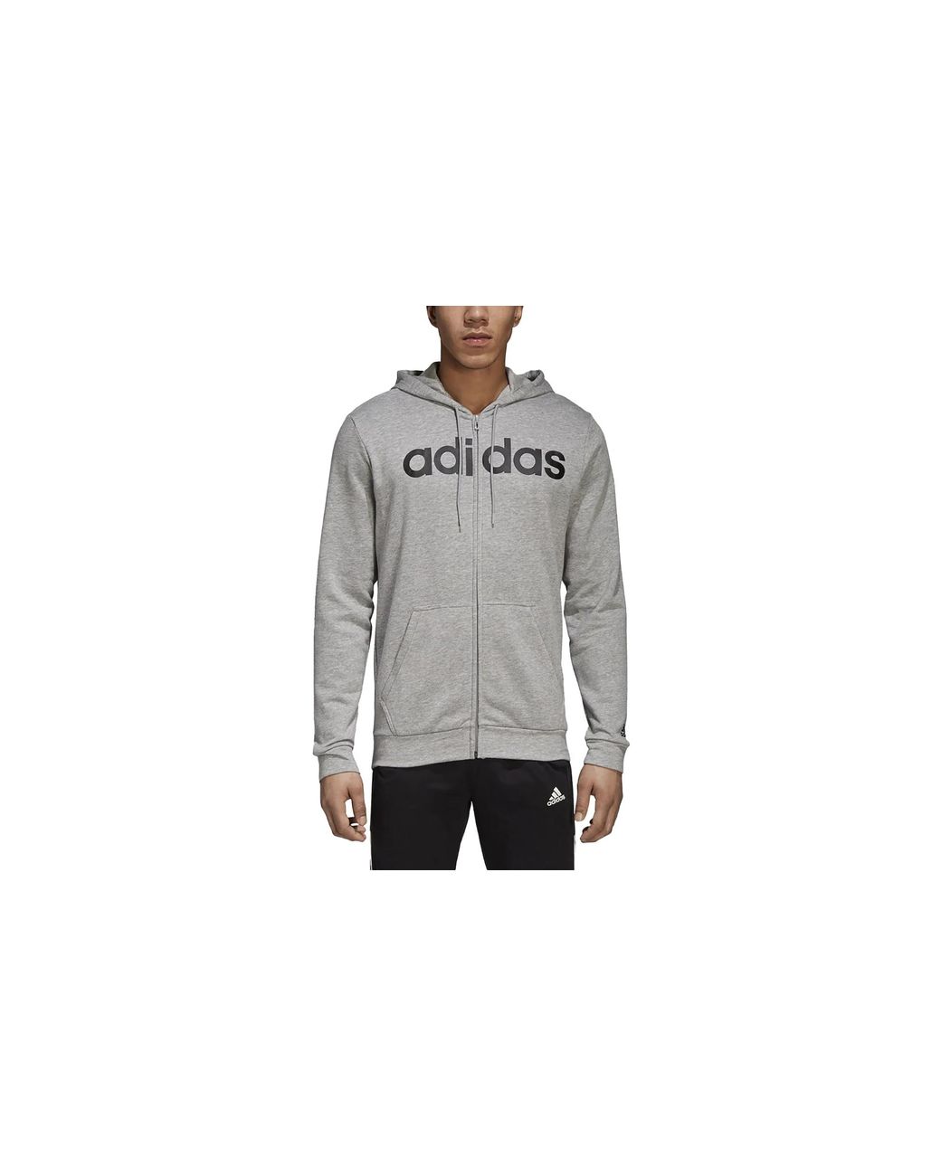Adidas Black Essentials Camo Linear Full Zip Hoodie Dm3131" for men