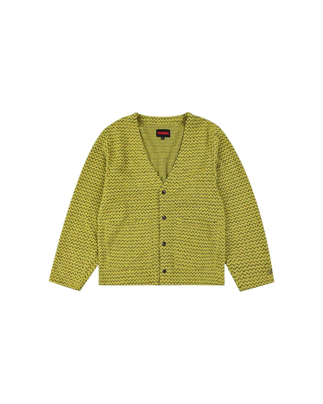 Pleasures Green Zig Zag Cardigan "Wasabi" P25F060 Wasabi" for men