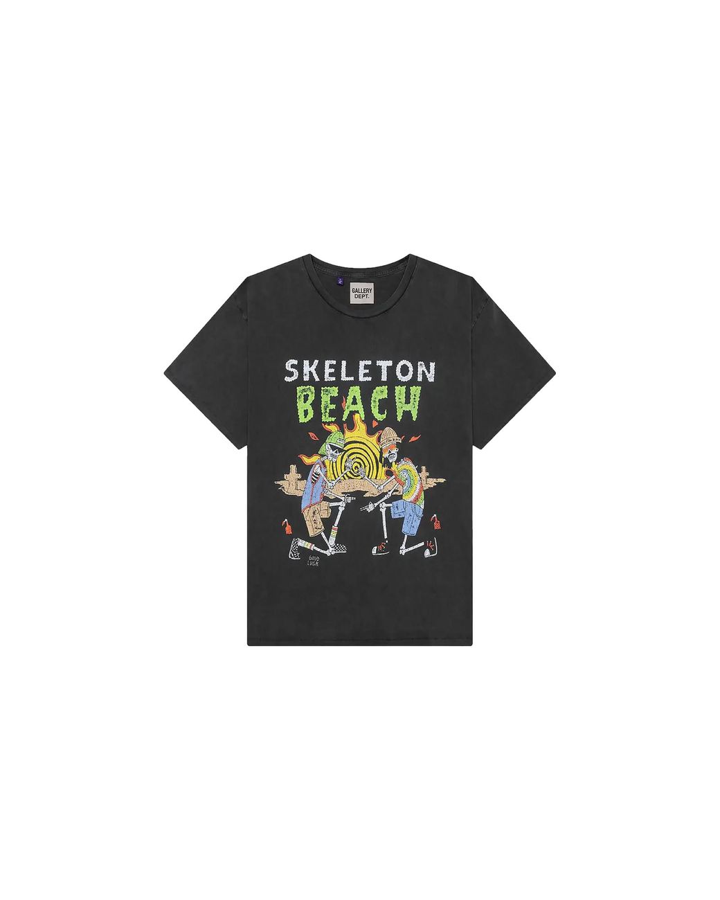 GALLERY DEPT. Black Skeleton Beach Glitter Logo T-Shirt "Vintage" Gd212" for men
