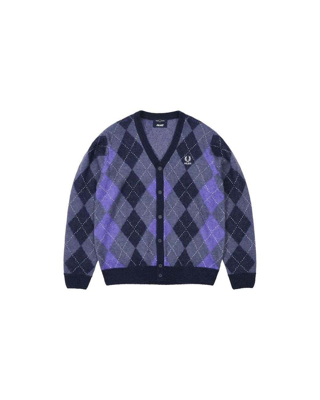 Palace Blue Fred Perry Argyle Cardigan "Peacoat" P0178" for men