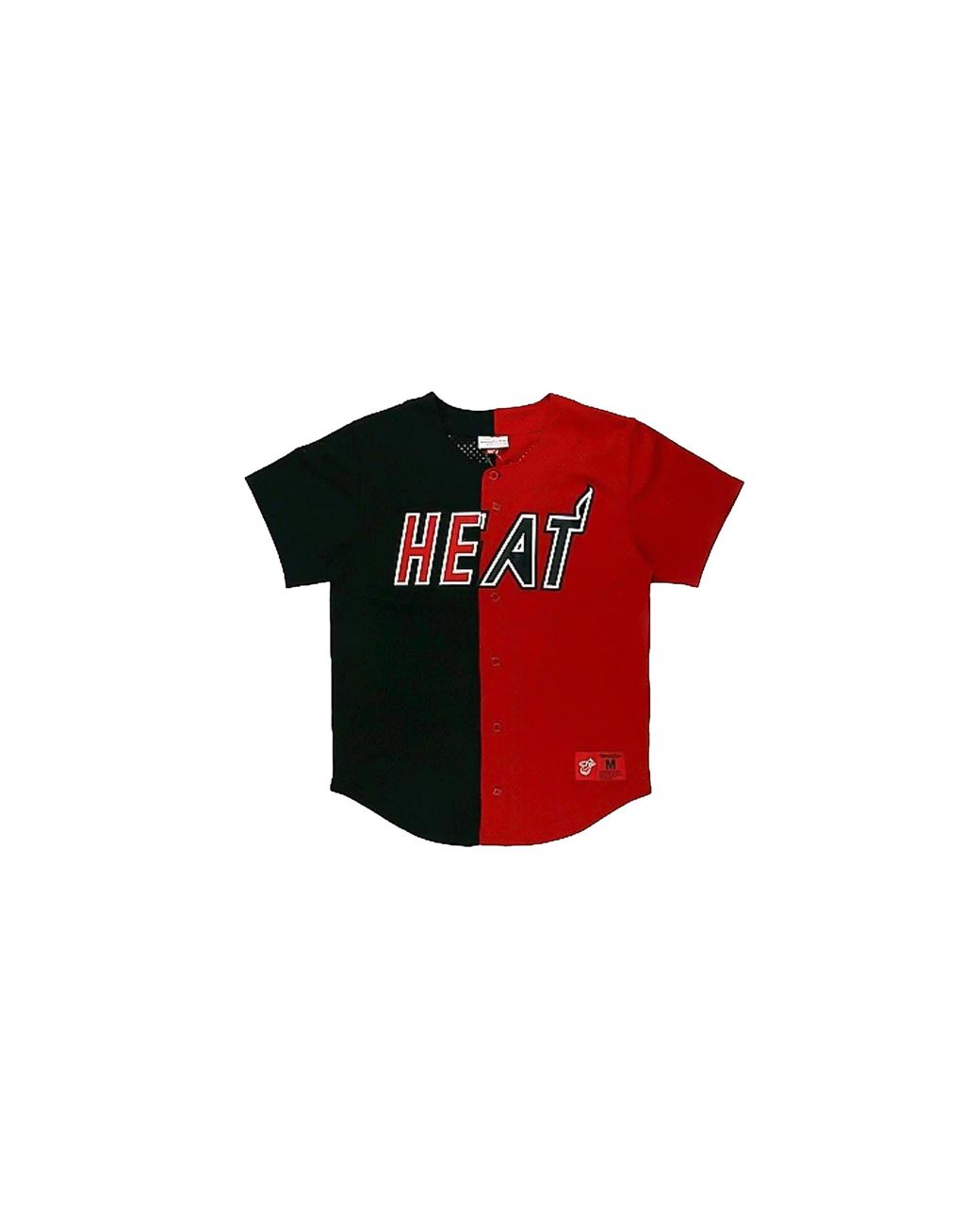 Mitchell & Ness Black Nba Split Color Mesh Button Front Shirt "Miami Heat for men