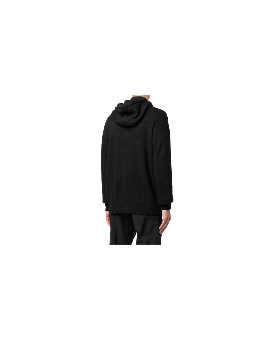 Moncler Black Logo-Intarsia Knitted Hooded Sweatshirt Mon10" for men
