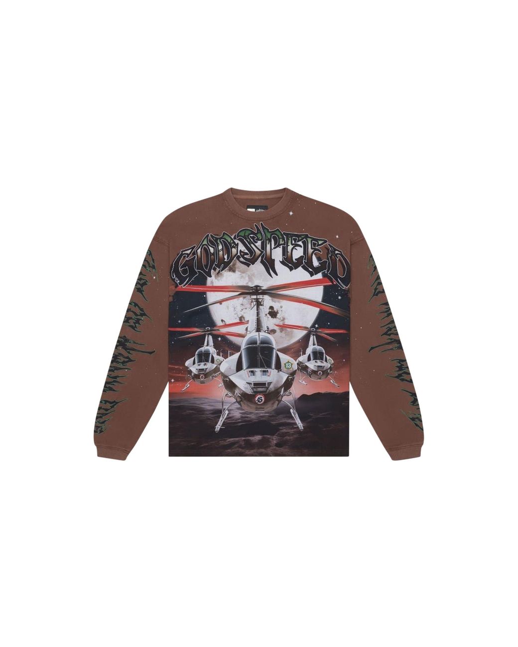 GODSPEED NEW YORK Black Air Strike Ls T-Shirt "Mocha" Hfm408Hs" for men