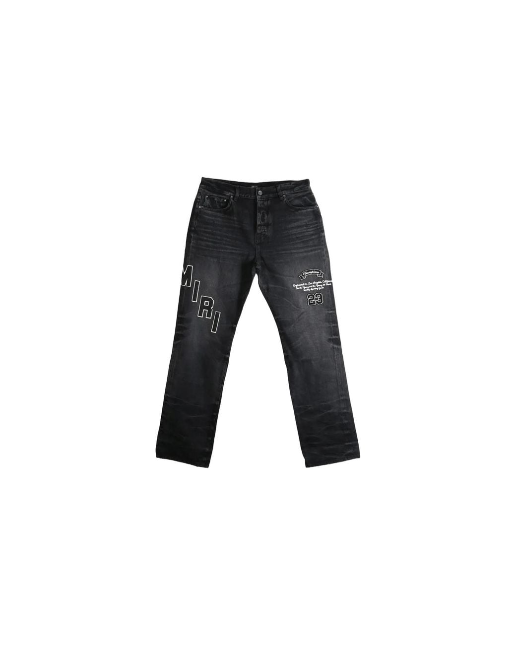 Amiri Black Hockey Logo Straight Jeans "Faded" Aw23Mdf004 518" for men
