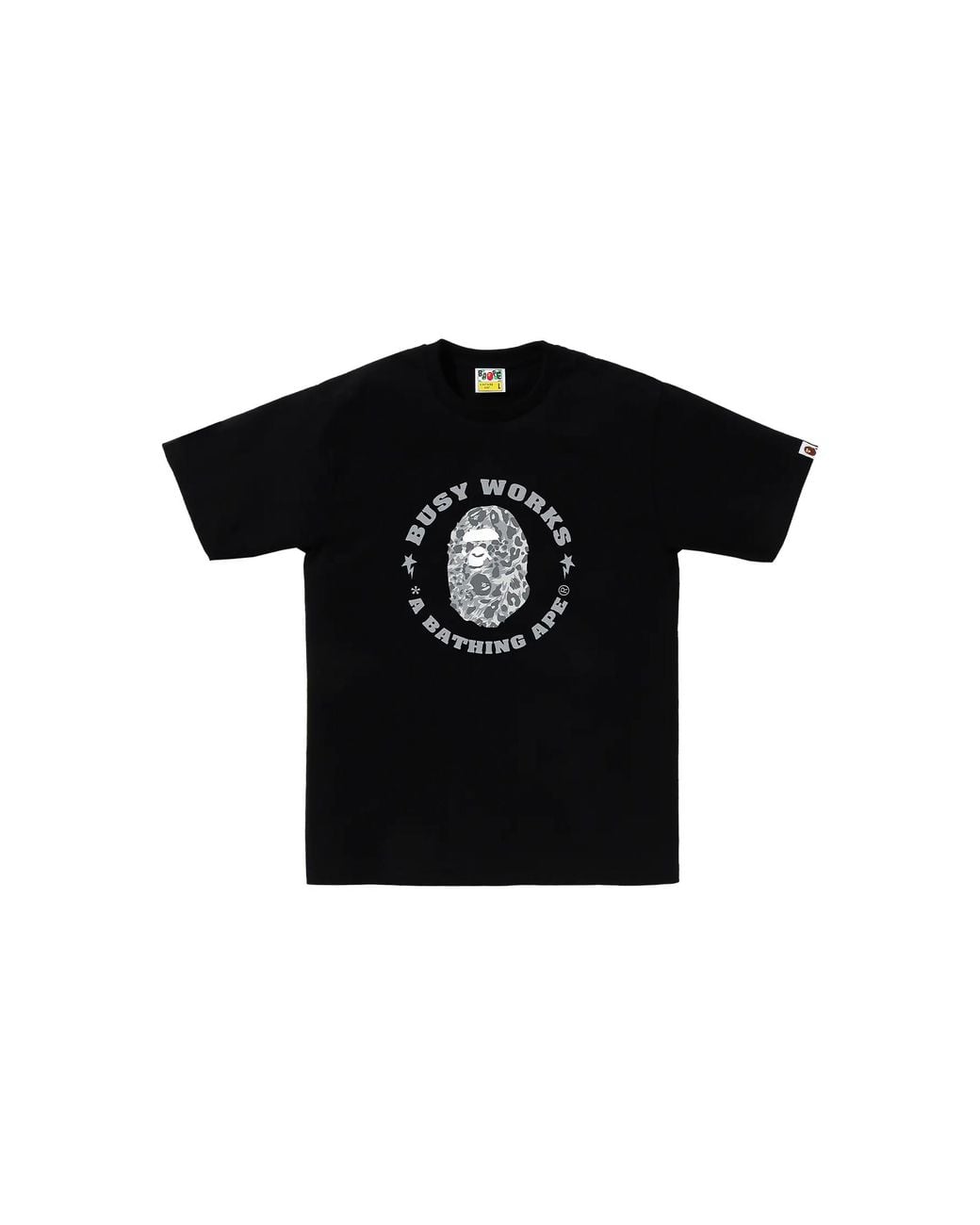 A Bathing Ape Black Wild Leopard Pattern Busy Works Sta T-Shirt Camo" 001Tel801041Mblk" for men