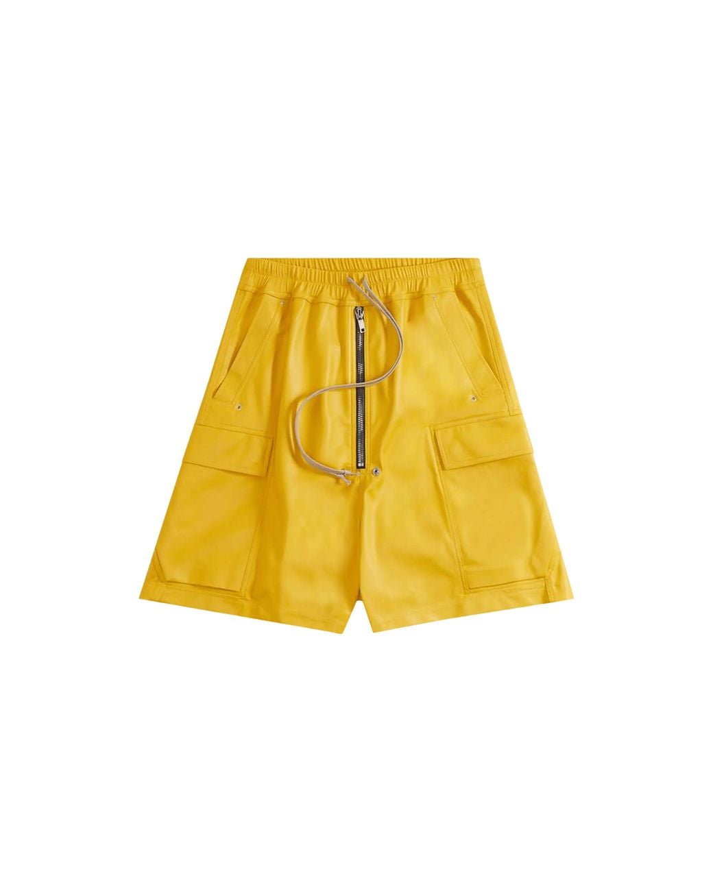 Rick Owens Yellow Edfu Leather Cargobela Shorts "Lemon" Rr01C4300 Llp 12" for men