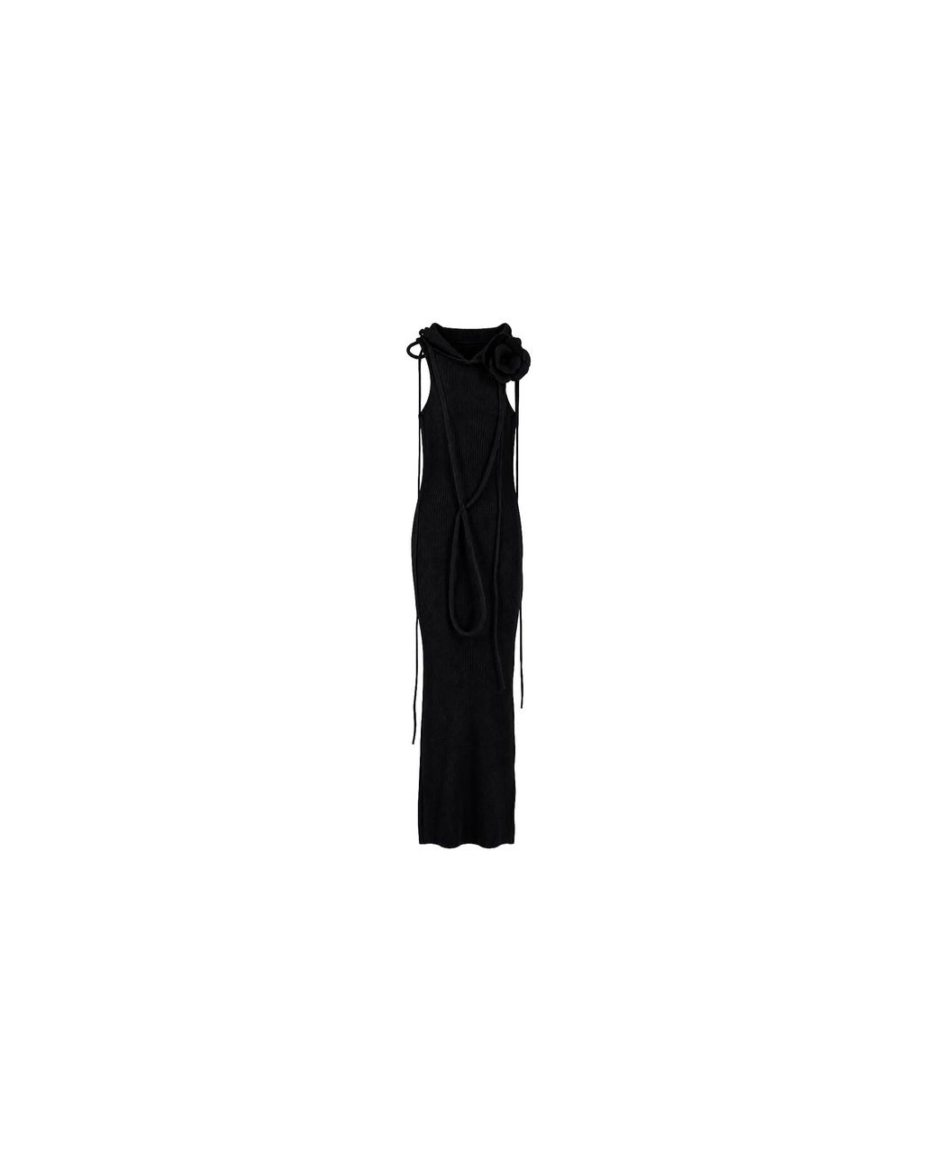 Off-White c/o Virgil Abloh Black Peony Cut Out Rib Long Dress Ch Ow Os 01021"