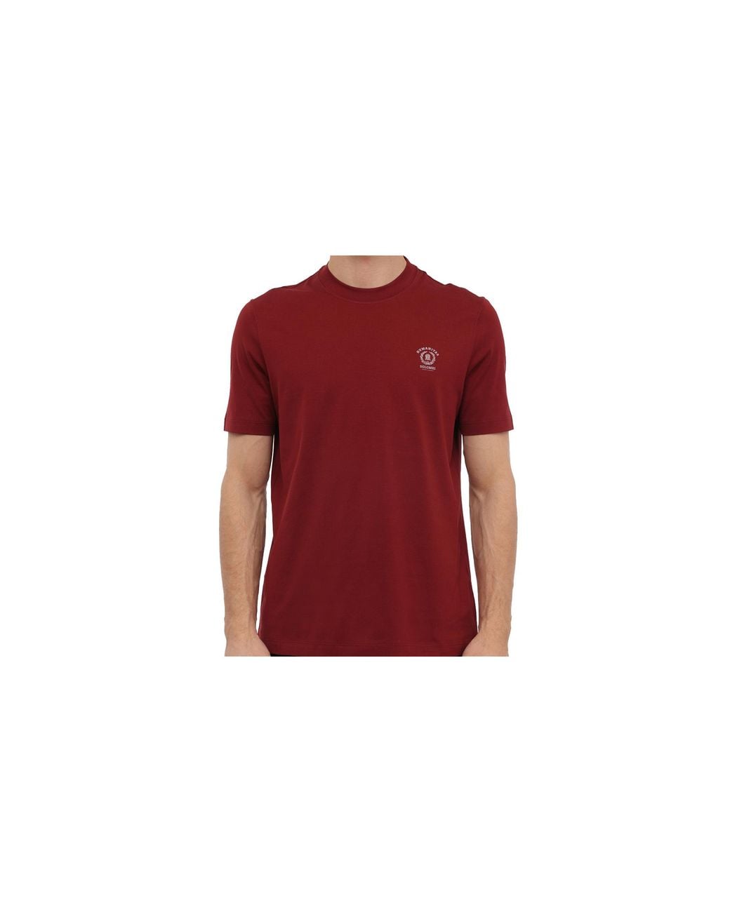 Brunello Cucinelli Red Crew Neck T-Shirt Brun2729" for men