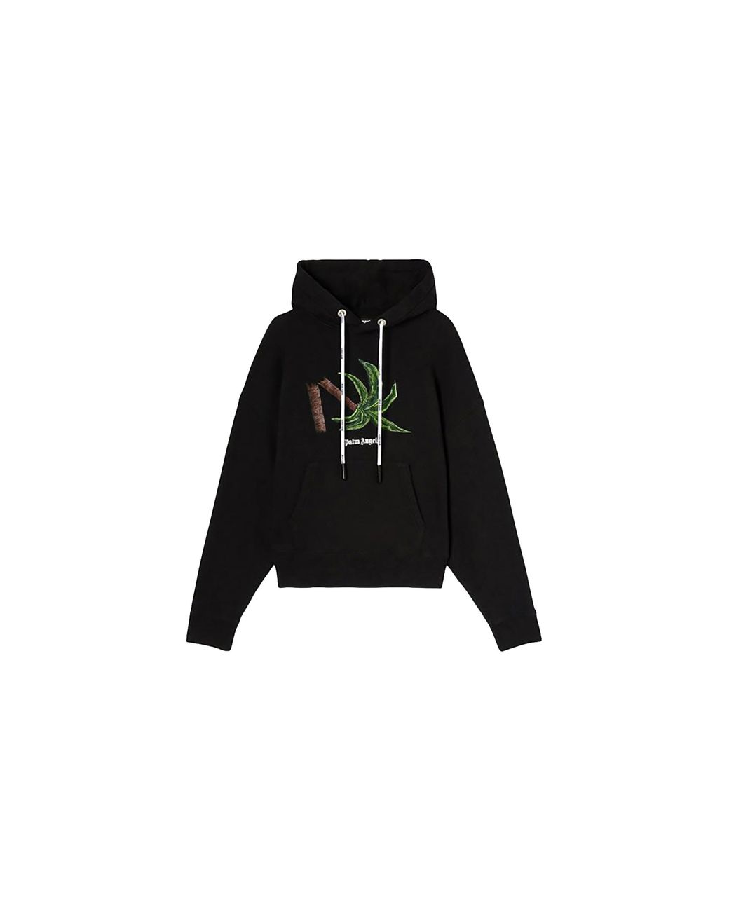Palm Angels Black Cotton Palm Tree Hoodie Pmbb058S22Fle0171055" for men