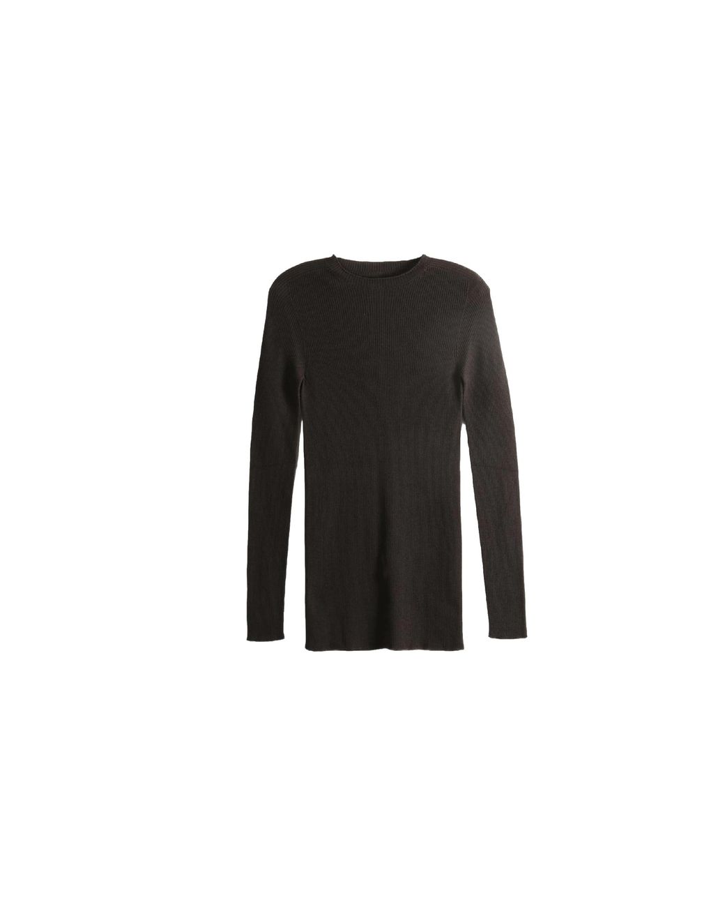 Rick Owens Black Ribbed Round Neck Sweater "Grease" Ru02F4637 Ribm 84" for men