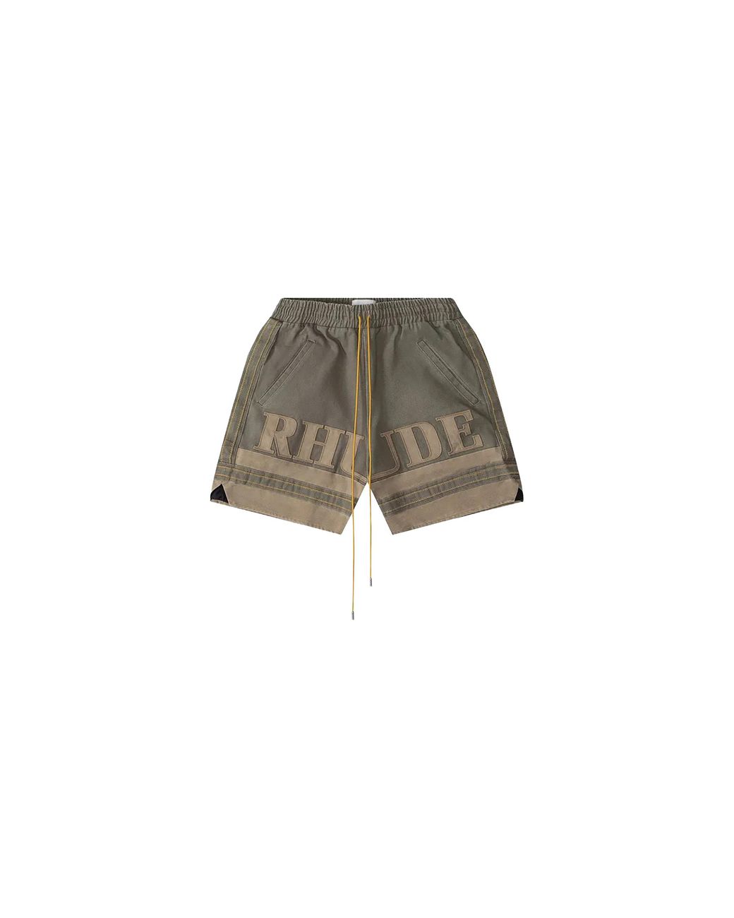Rhude Black Embroidered Canvas Logo Shorts Tan" Rhfw23Sh04418878" for men