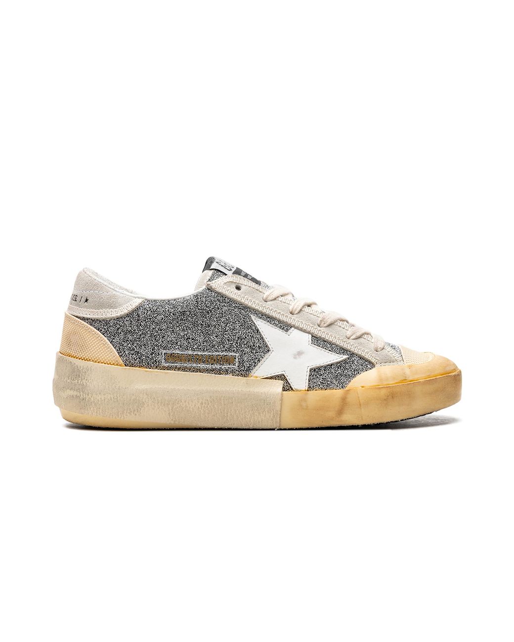 Golden Goose Deluxe Brand Black Super-Star Crystal Upper Leather Star Crystal Toe And Tongue Suede Heel Rubber Spur Ice Vanilla" Gwf00510.F004366.70271"
