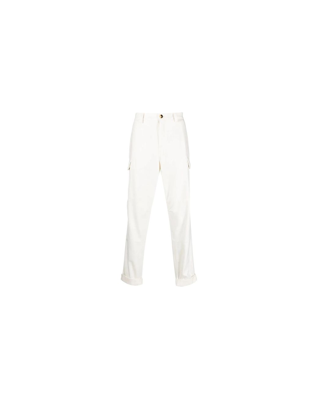 Brunello Cucinelli Black Cargo Trousers With Cuffs "Cream" Brun438" for men