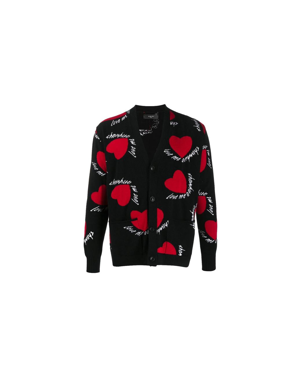 Amiri Black Hearts Intarsia Cardigan Sweater S0M05110Wc Blk" for men