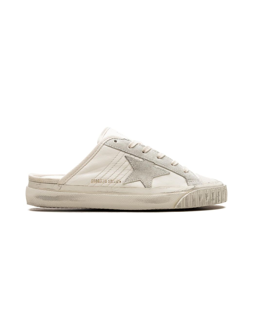 Golden Goose Deluxe Brand White Super-Star Sabot Toe Cap And High Sole Leather Upper Toe And Tongue Suede Star Ice" Gwf00513.F005707.10276"