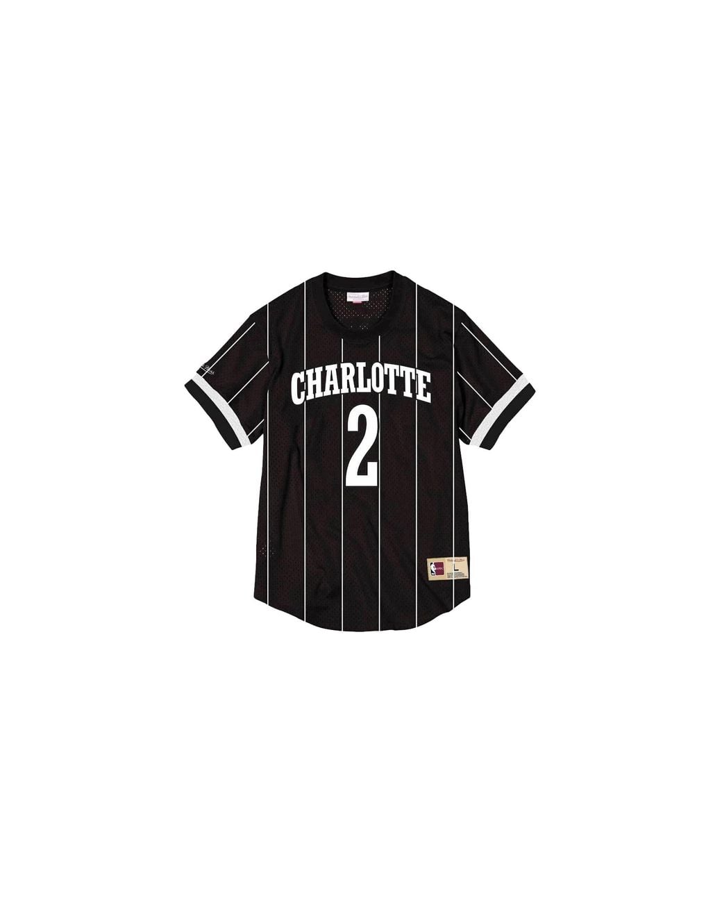 Mitchell & Ness Black Nba Larry Johnson Name & Number Mesh Crewneck Shirt "Charlotte Hornets for men
