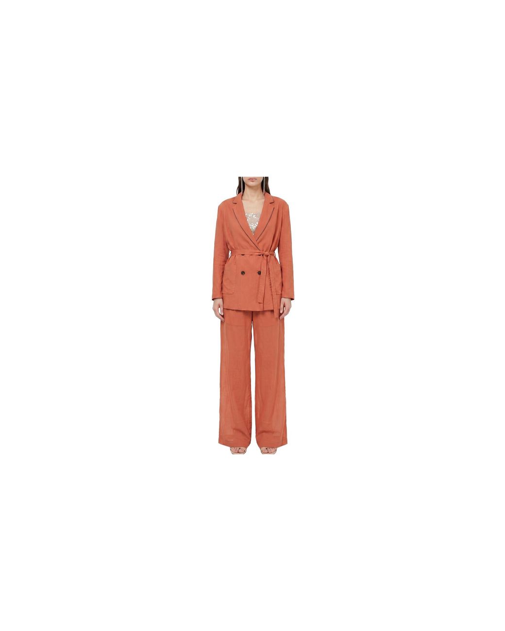 Brunello Cucinelli Black Relaxed Cotton Suit "Rust" Brun1705"