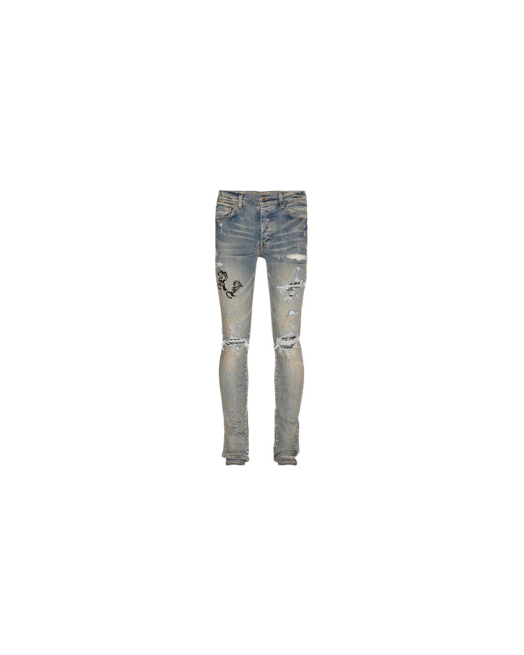 Amiri Black Old English Logo Bandana Patch Jeans "Clay Multi" Ps22Mds148 408B" for men