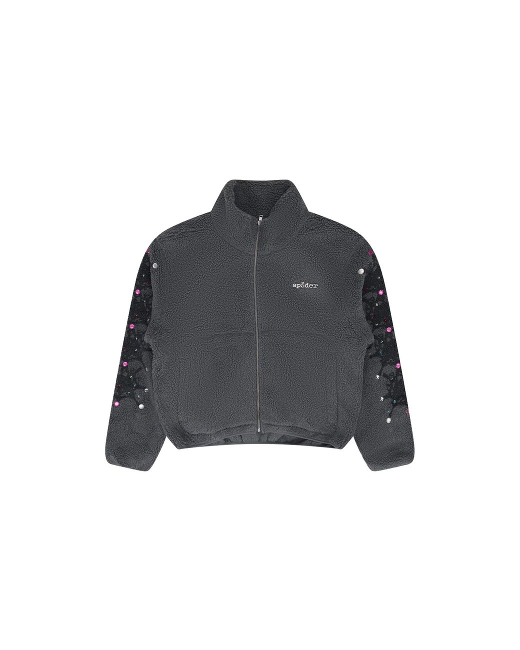 Sp5der Black Webstone Teddy Zip-Up Fleece Jacket "Slate" 600" for men