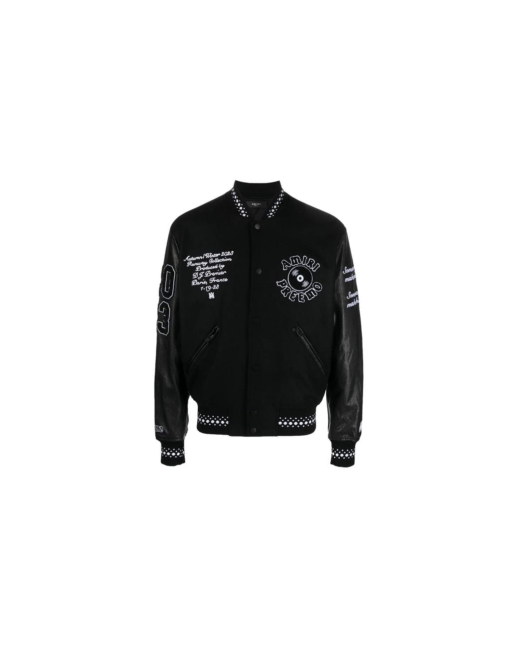 Amiri Black Dj Premier Varsity Jacket Aw23Mos081 001" for men