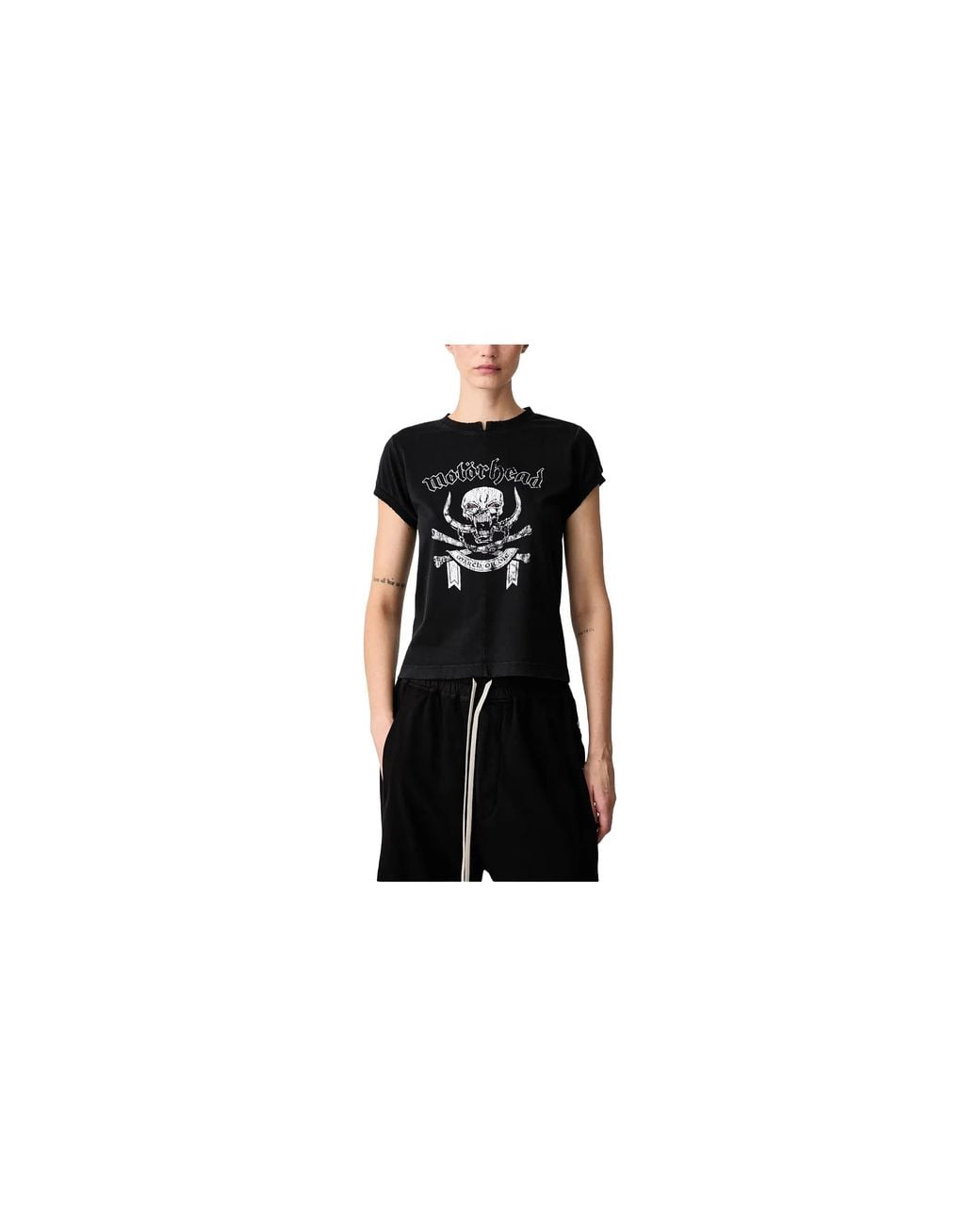 Vetements Black Motorhead Skull Cut-Up Fitted T-Shirt "Washed" Wh27Tr245B"