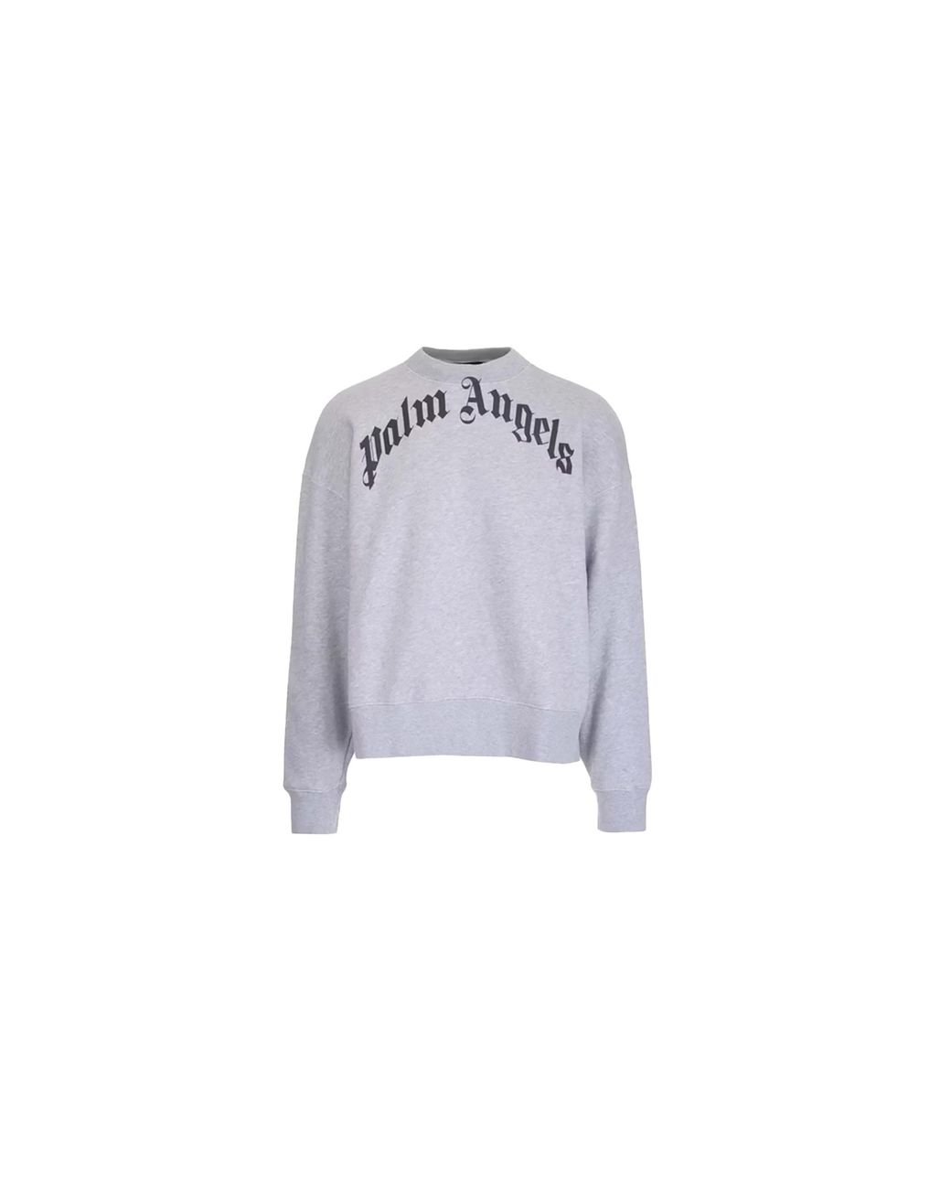 Palm Angels Black Curved Logo Crewneck S8Memb89" for men