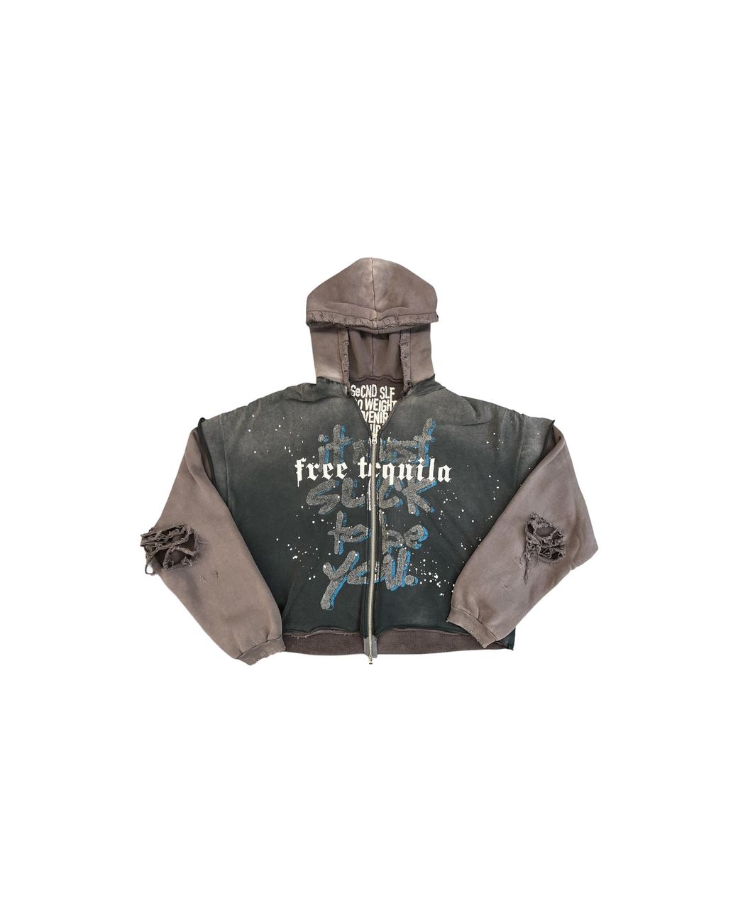 Secnd Slf Black Free Tequila Zip Hoodie Freezh-Blk" for men