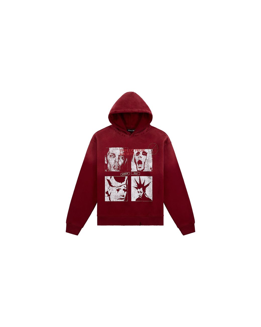 Boredom Kills Red Unplug Hoodie Bk020" for men
