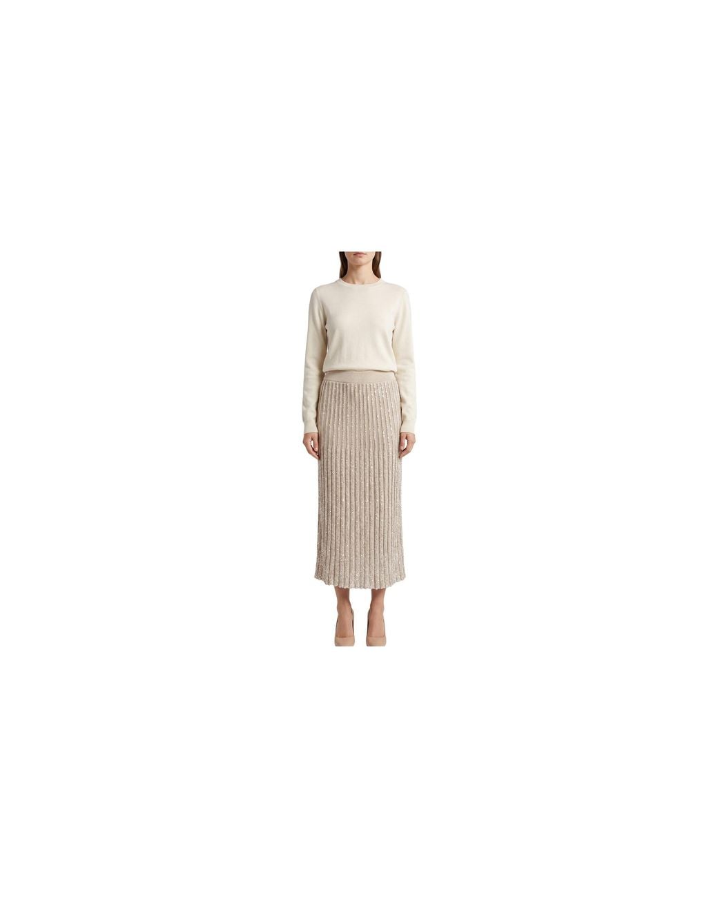 Brunello Cucinelli Black Pleated Skirt "Stracciatella Feather" Brun1352"