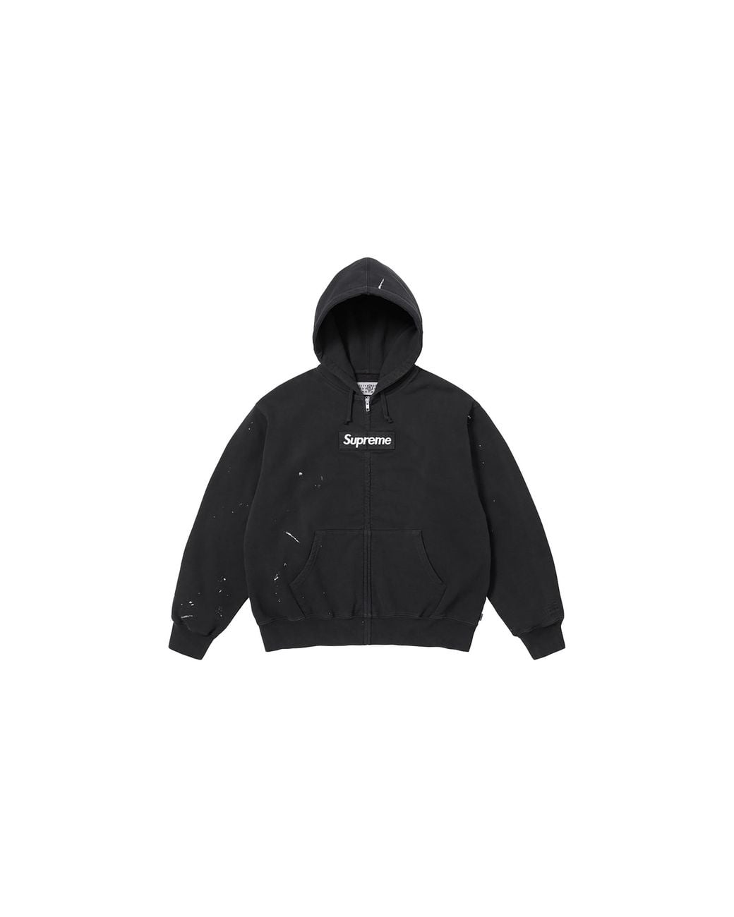 Supreme Black Mm6 Maison Margiela Box Logo Zip Up Sweatshirt "Ss26