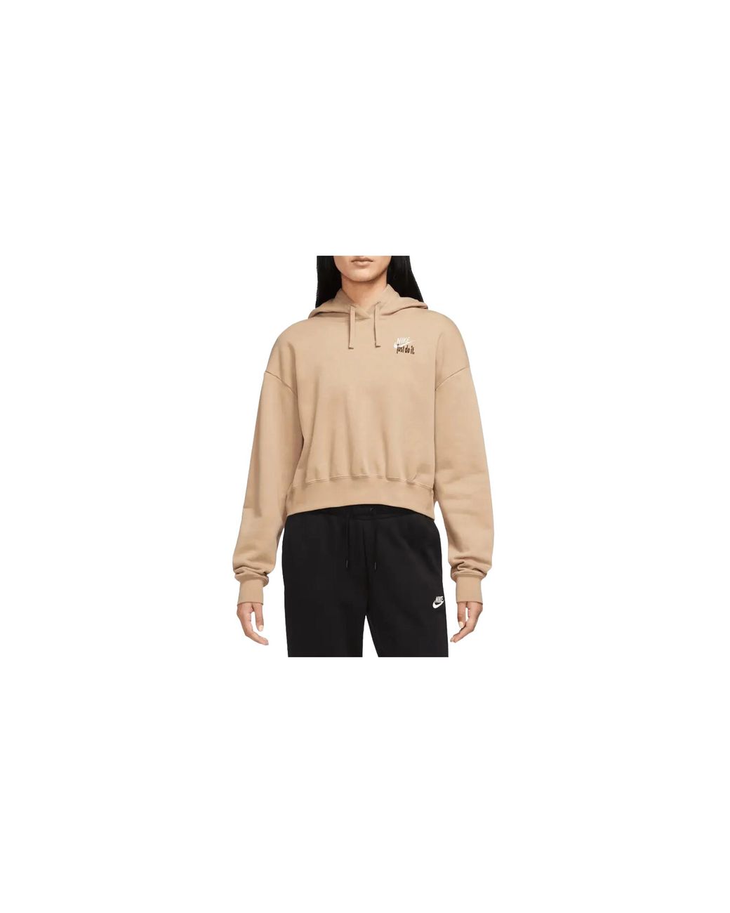 Nike Black Sportswear Club Fleece Oversized Cropped Pullover Hoodie Fb8258 200"