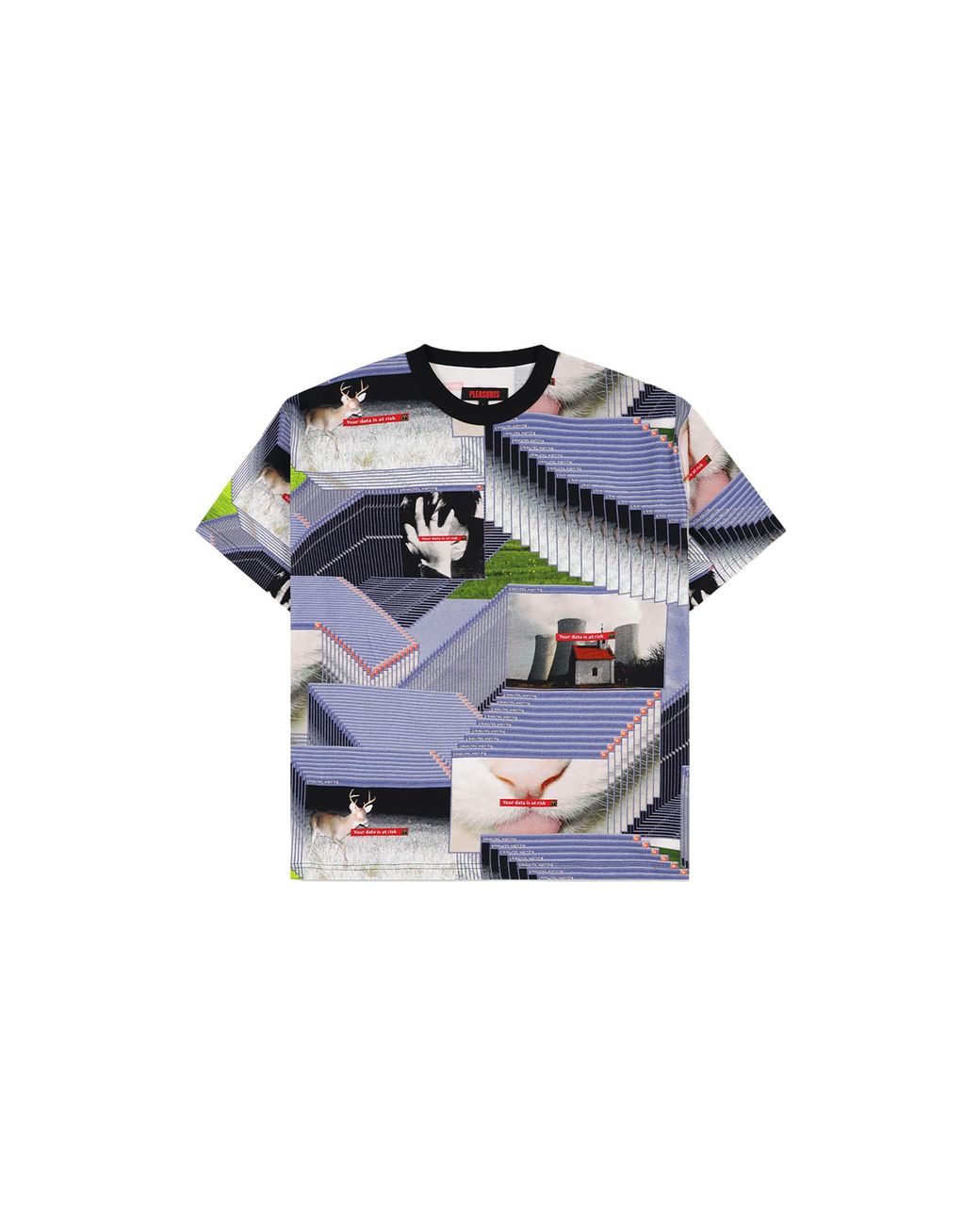 Pleasures Black Crash Heavyweight Ss T-Shirt "Multi" P26Su024" for men
