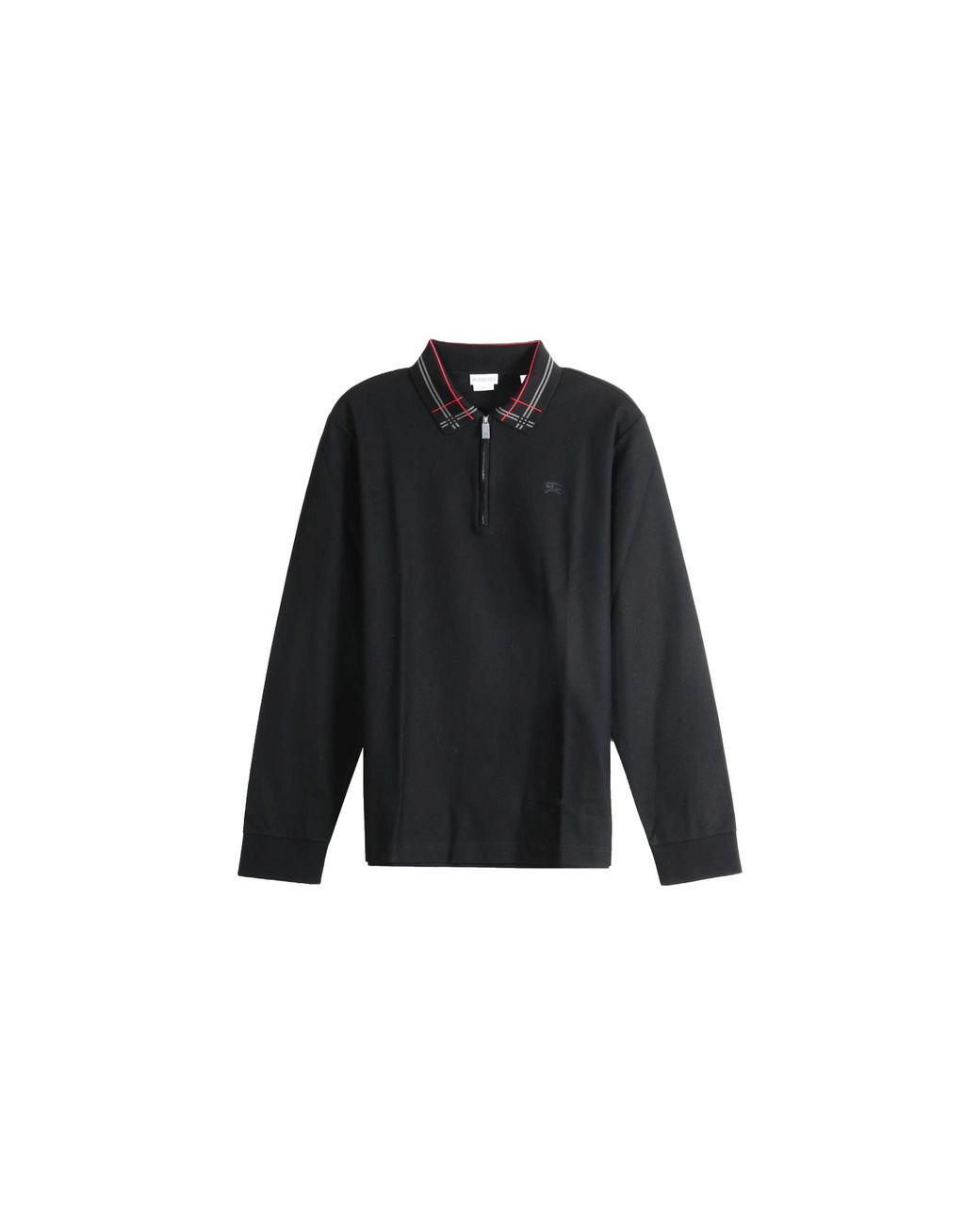 Burberry Black Check-Collar Zip-Fastening Polo Shirt 8132880" for men