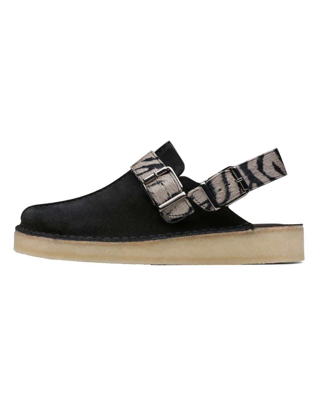 Clarks Black Trek Mule "Zebra Print" 26169974"